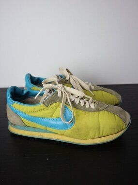 Vintage 70s Nike Waffle Racer Yellow Sneakers Womens Made in Japan US 7.5